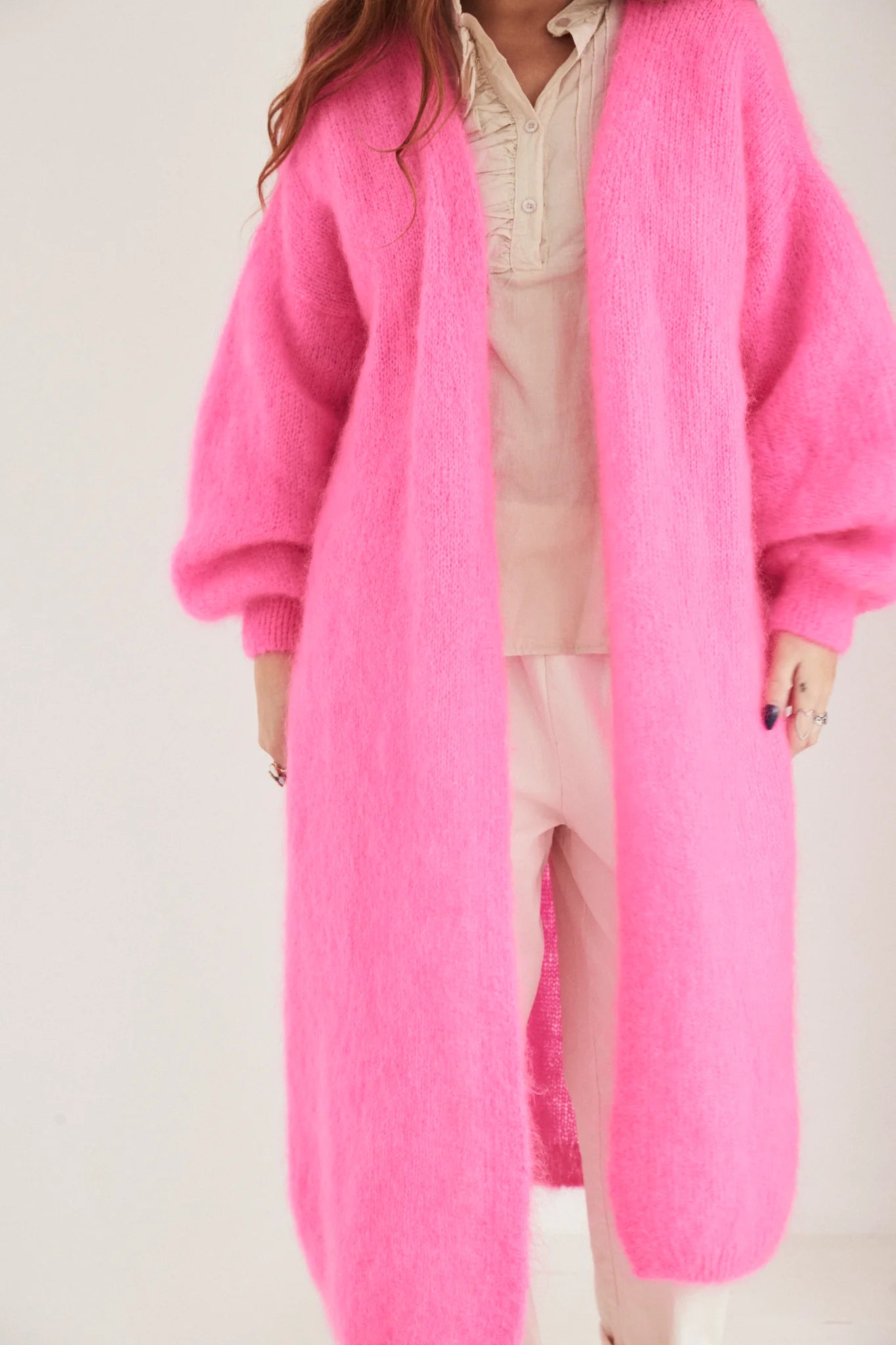 Mamapapa Buena Mohair Long cardigan - Pink